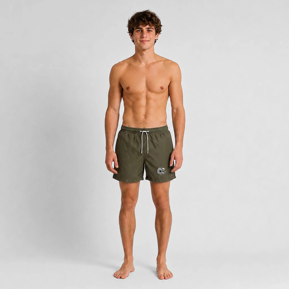 Image of Short de bain — À contre-courant (NB) - vert olive
